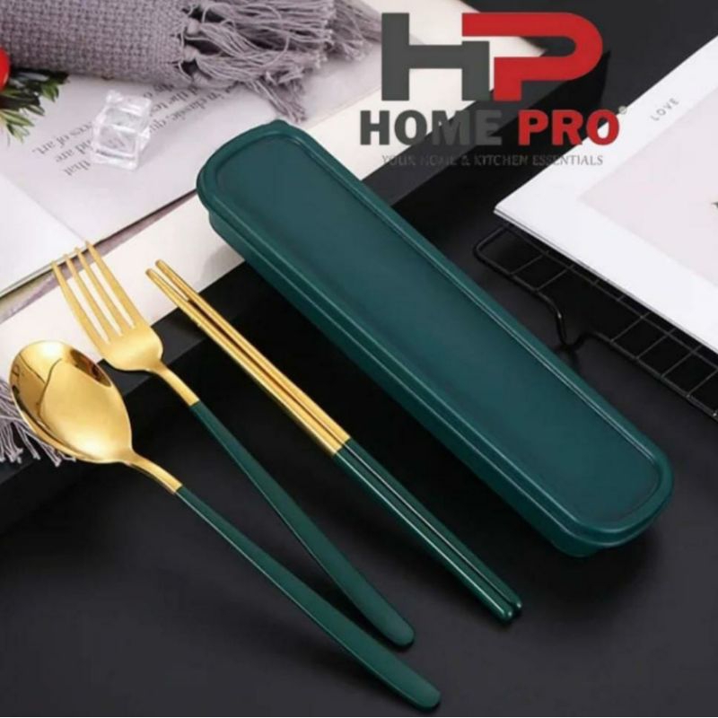 Set Sendok Garpu Garpu Korea + Tempat/ Set Korean Spoon Fork Chopstick