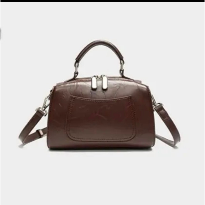 Tas Impor Wanita - Tas Kotak Mewah Bahan Kulit Coklat Tua Pohce - PC003S