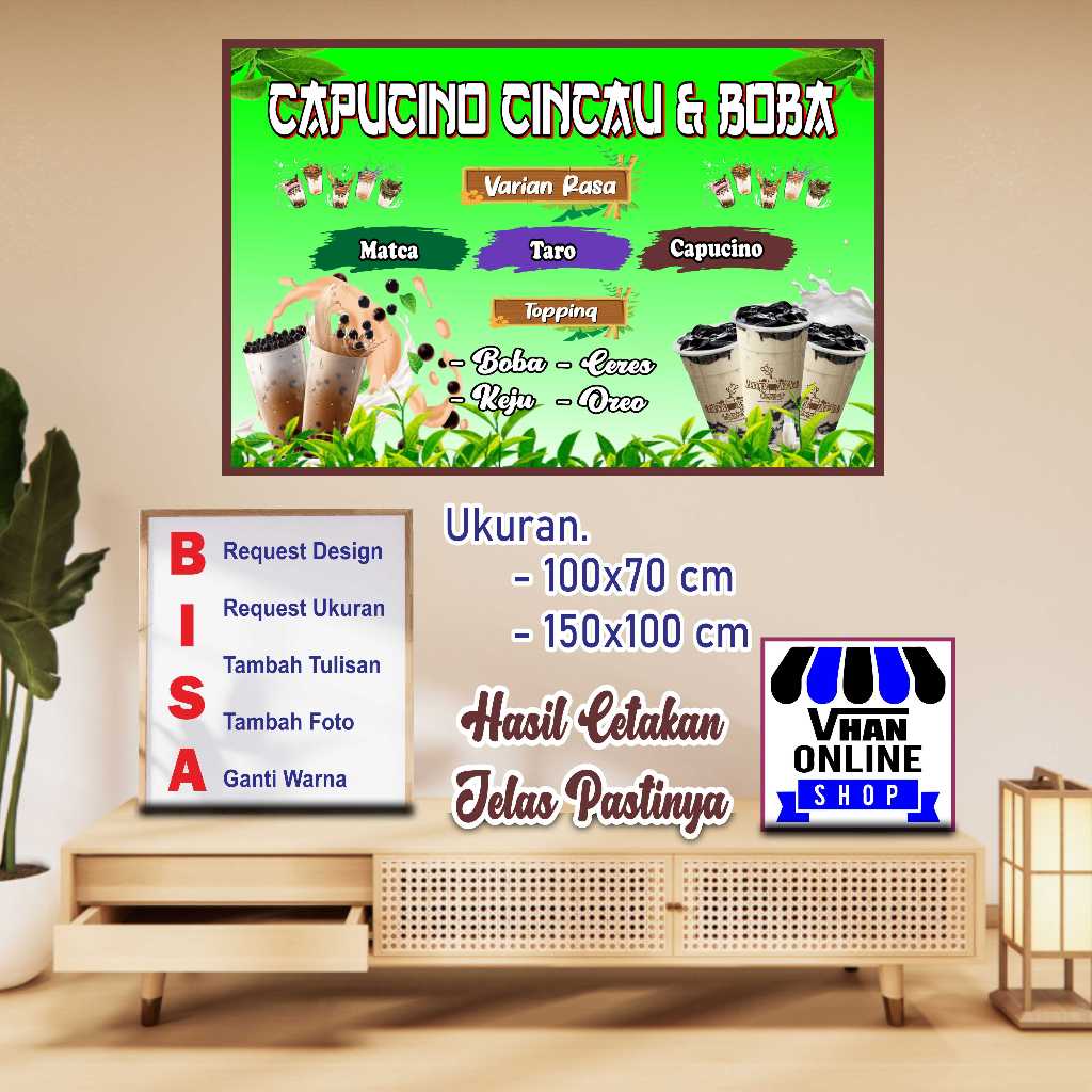 Cetak Spanduk Banner Keren Cappucino Cincau dan Boba