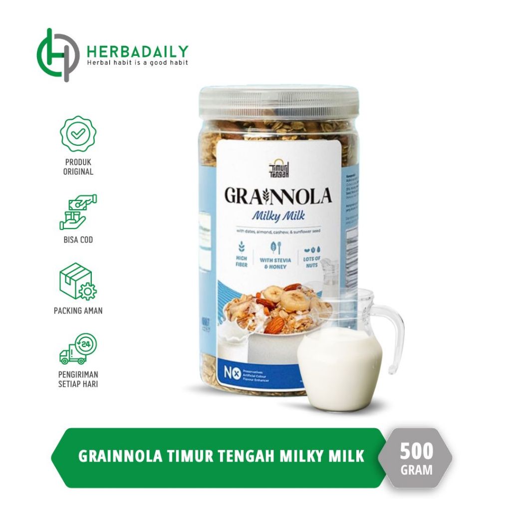 

TIMUR TENGAH Granola | Grainnola | Milky Milk 500 Gr Cemilan Sehat