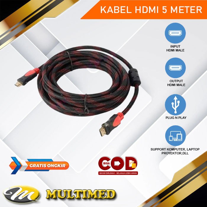 Kabel HDMI TO HDMI Panjang 5 meter