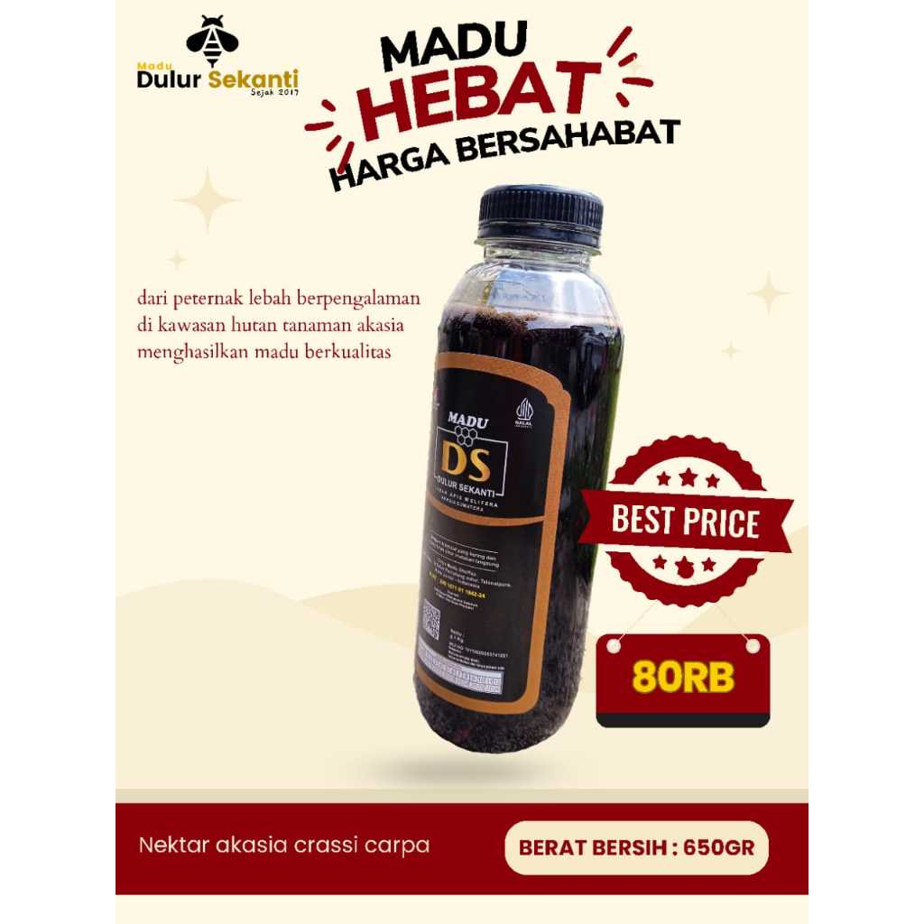 

650 gram Madu Lebah Unggul Budidaya Nektar Dominan Akasia Carpa (Hitam)