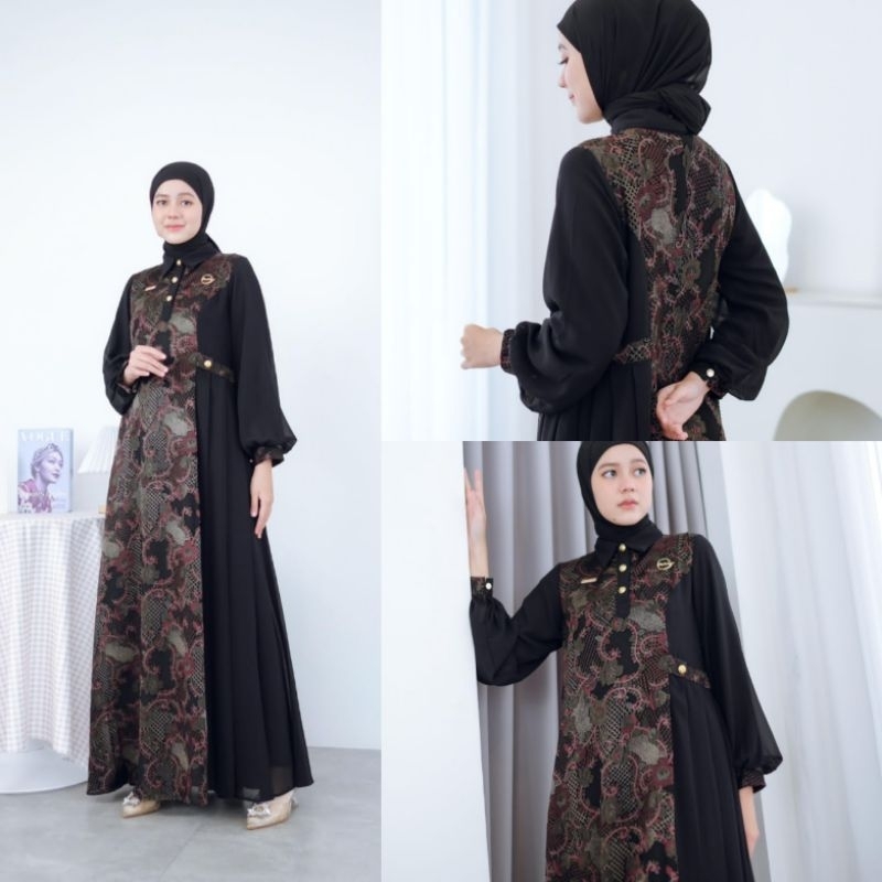 GAMIS HITAM MEWAH / GAMIS BATIK WANITA HAZEL DRESS BY FENTA HOUSE