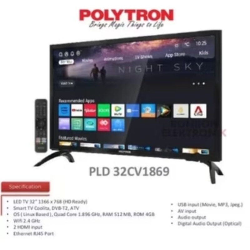 TV Polytron smart tv LED 32inch
