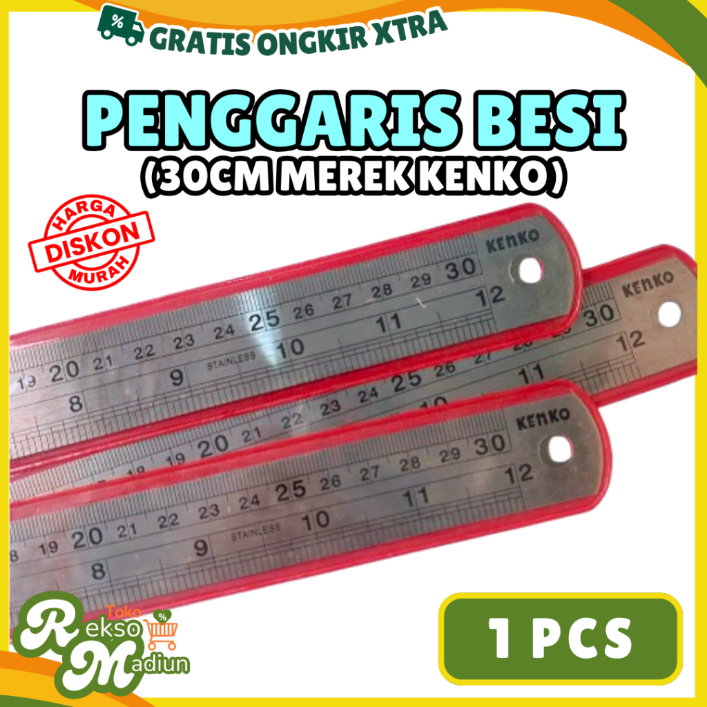 

PENGGARIS BESI KENKO 30 cm - Garisan Mistar Ruler Stainless Steel Tebal