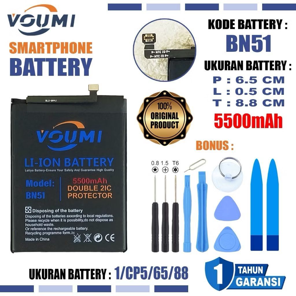 VOUMI Baterai Battery BN51 Double IC Double Power high Capacity 5500MAH Compatible Hp Xiaomi Redmi 8