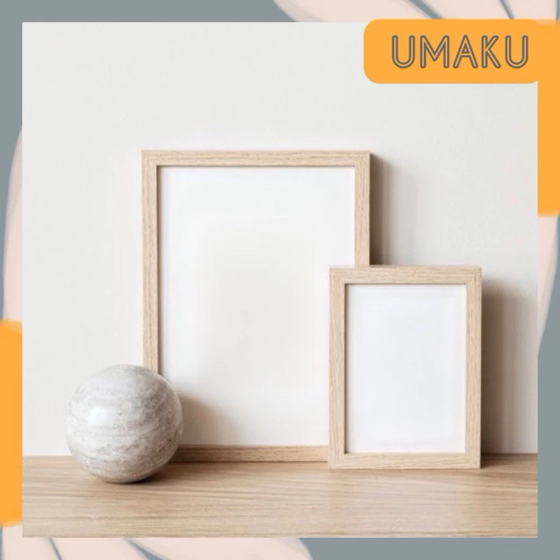 A4 Frame Bingkai Foto MDF Aesthetic Kayu Natural Putih Hitam
