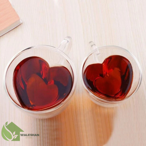 Cangkir Gelas Mug Kopi Bentuk Hati Gelas Cangkir Kaca Bentuk Love Double Wall