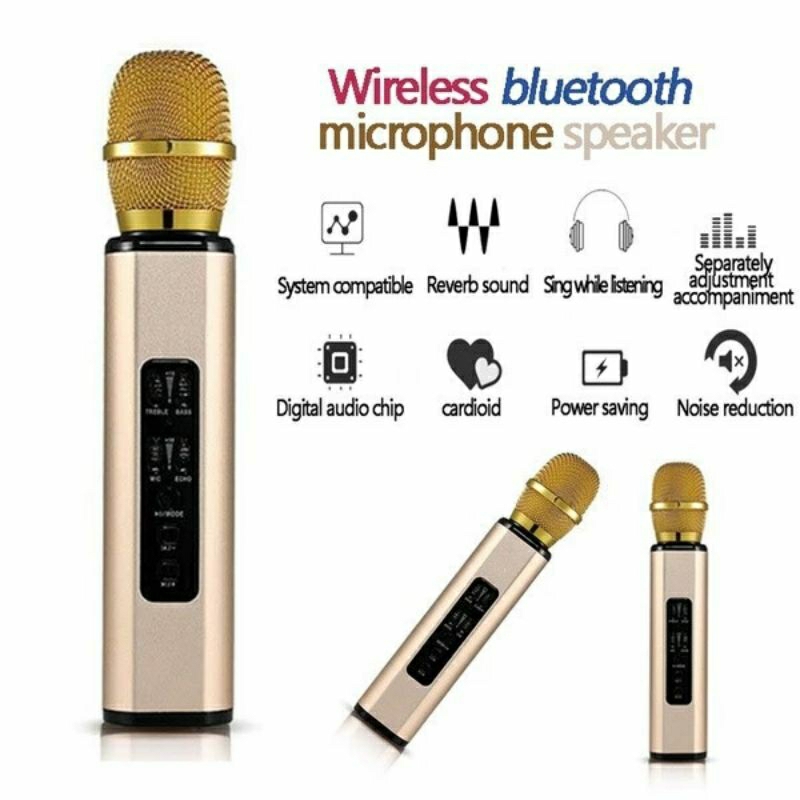 Mic Bluetooth Original Speaker Karaoke Microphone wireless Mikrofon Tanpa Kabel