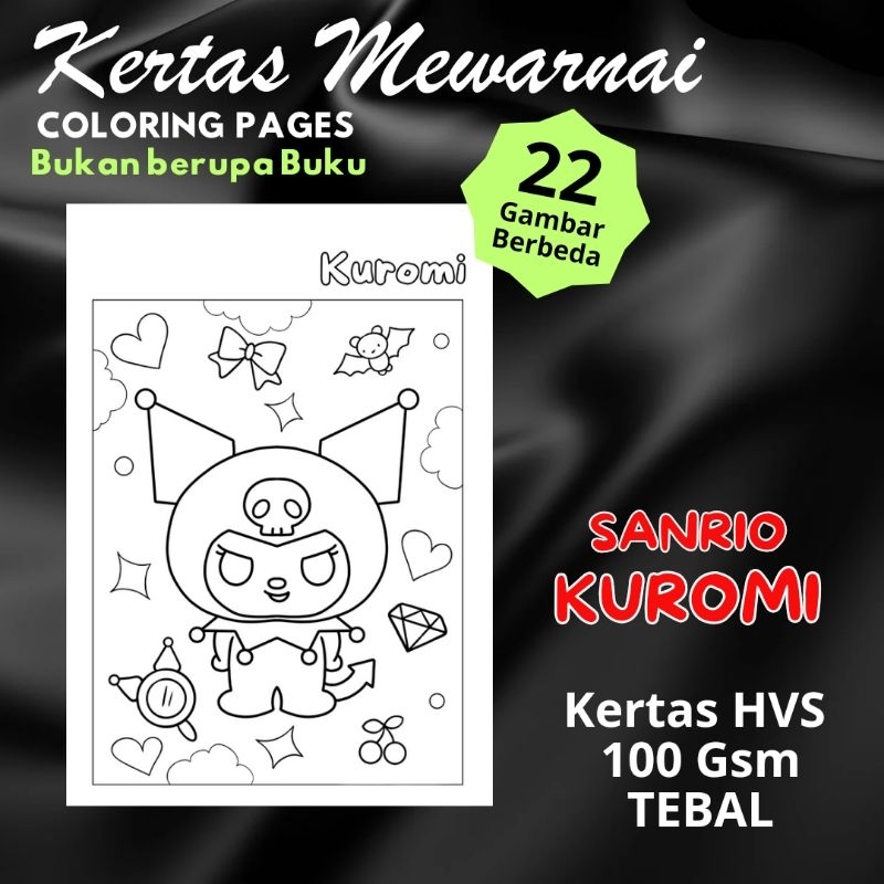 

DW12 Kertas Mewarnai SANRIO KUROMI - Desain Indah Penghilang Stres & Relaksasi, untuk Anak & Dewasa