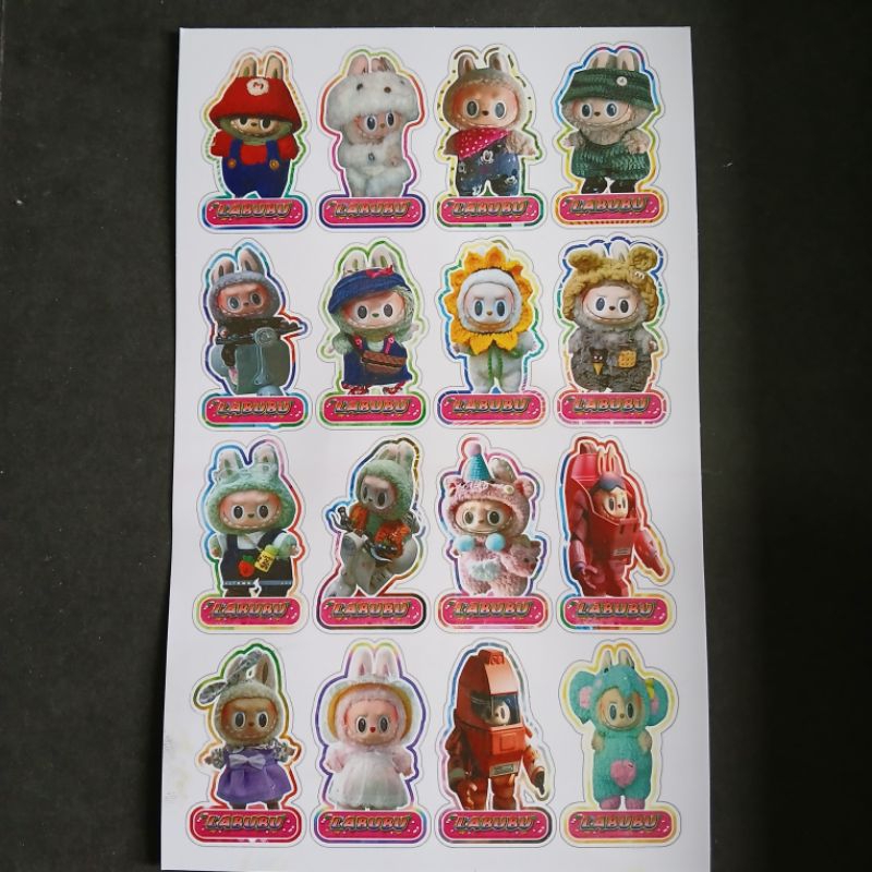 

stiker labubu 1 lembar 20x12cm isi 16 potong