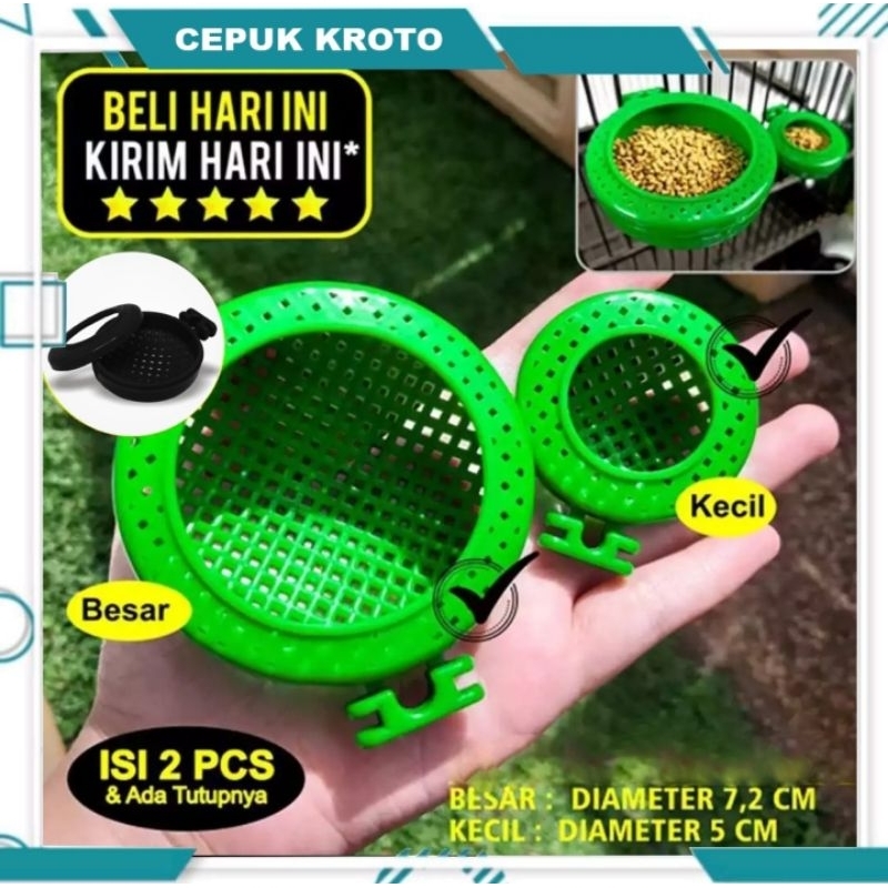 CEPUK WADAH PAKAN KROTO BURUNG MURAI TUTUP ANTI TUMPAH ISI 2 PCS SEMPATI TEMPAT ULAT JANGKRIK