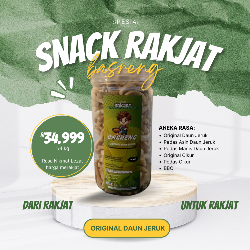 

BASRENG RAKJAT - Original Daun Jeruk - 1/4 kg Cemilan Basreng dari Rakjat untuk Rakjat