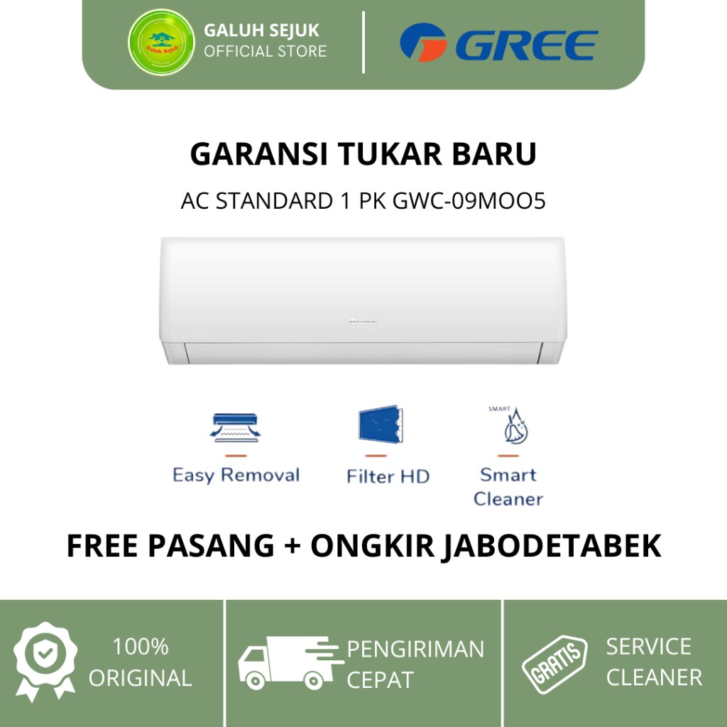 GREE AC STANDARD 1 PK GWC-09MOO5 - AC GREE 1PK