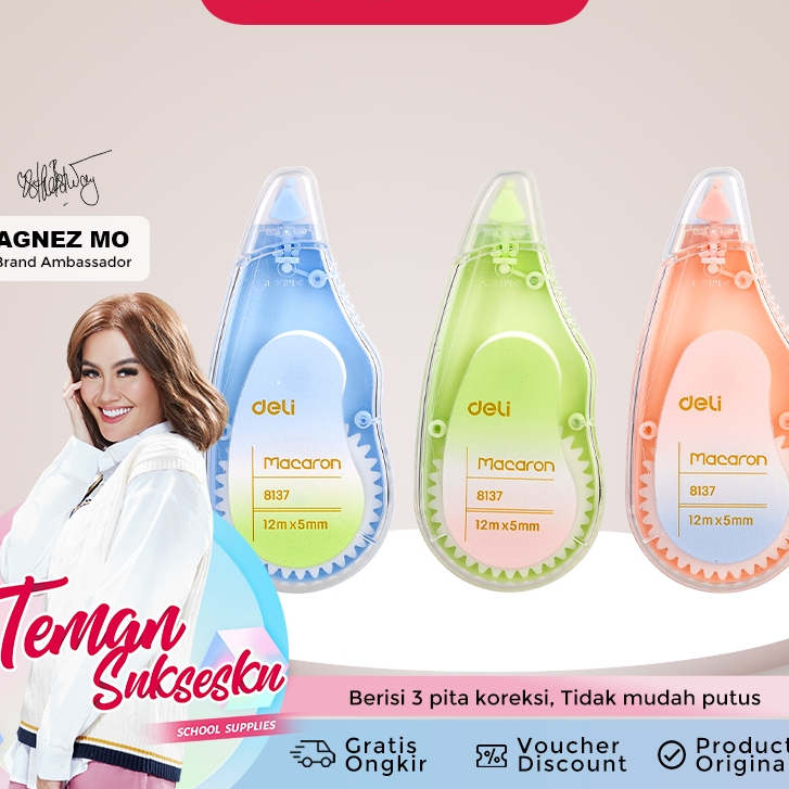 

Deli Correction Tape Macaron 12MX5MM 8137 - Stipo Kertas Deli