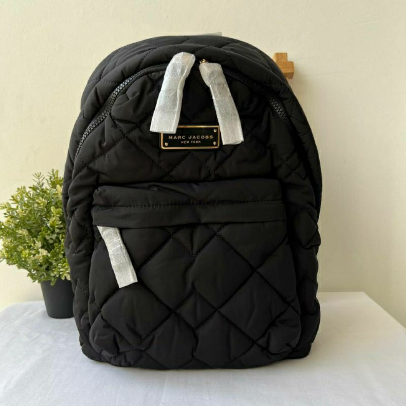 mj bag Preppy natasha quilted Nylon Backpack black
