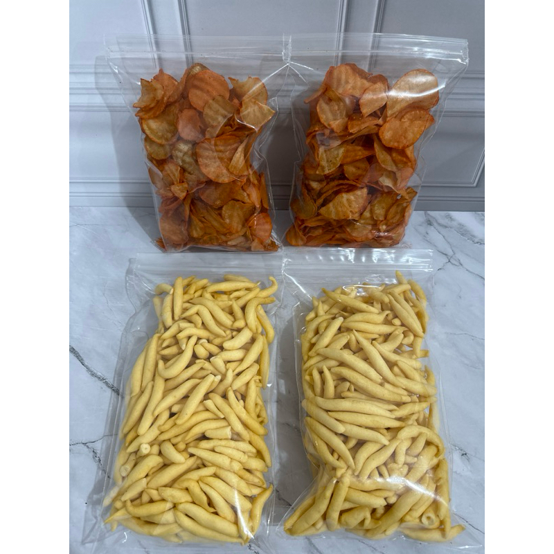 

PROMO PAKET 4 BUNGKUS (2 BUNGKUS KERIPIK SINGKONG BALADO +2BUNGKUS GABUS KEJU) KEMASAN SERBA 100 GRAM