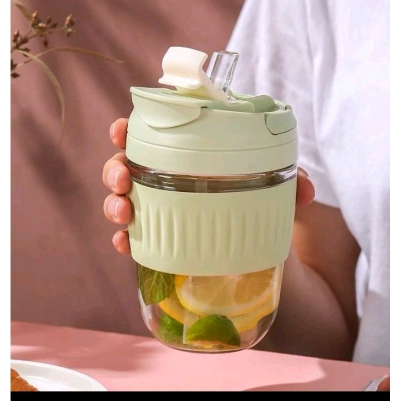B ( B147 ) BOTOL / GELAS KACA GRIP AESTHETIC WARNA / 300 ML ANTI TUMPAH