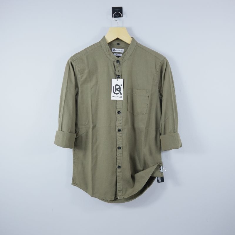 Kemeja Pria Kerah Shanghai Kemeja Panjang Shanghai Pria Kemeja Koko OKSTYLEE