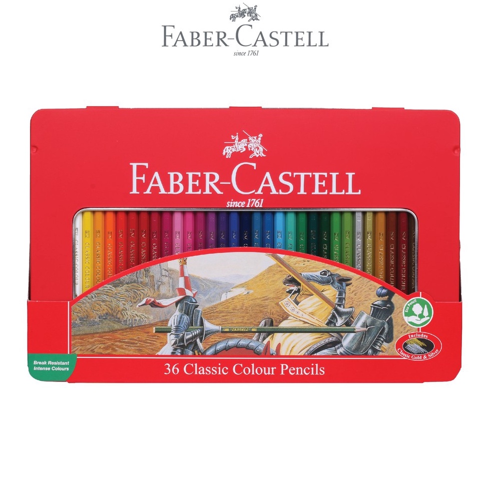 

KODE G4F FaberCastell Pensil Warna Color Pencils Classic Colour Pencils 36 Panjang Kemasan Kaleng