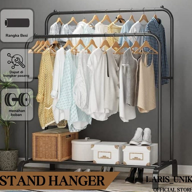 Paling Disukai LarisUnik Rak Baju Gantungan Baju Besi Stand Hanger Display Butik Bazar Jemuran Pakai