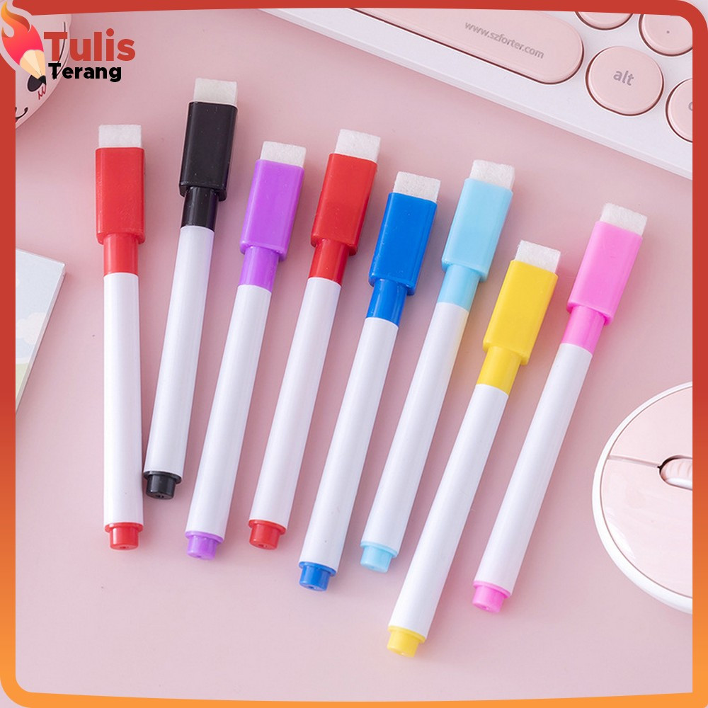 

Spidol Warna Warni Wipe And Clean Kecil / Spidol Magnet Mini Papan Tulis White Board dengan Penghapus Tulis Terang A27