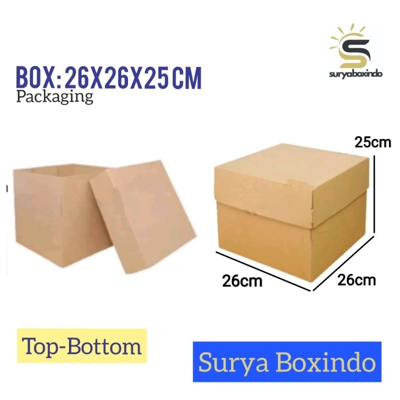 

Box 26x26x25cm(homi cake Top/Bott)Kardus/Puding/Tart/Packaging/Top Bottom
