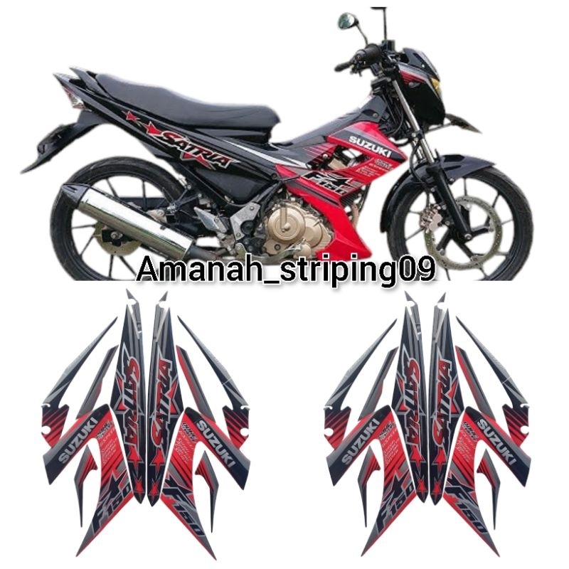 Lish lesh stiker striping standart motor SUZUKI SATRIA FU FL 2014 warna merah