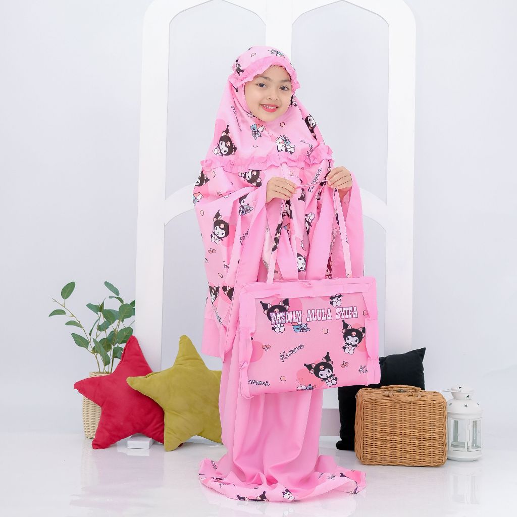 Mukena Anak Umur 10 Sampai 12Tahun Mukeno Tanggung Bocah Mini Wanita Lengkap Idul Fitri Rokoh Cewe D