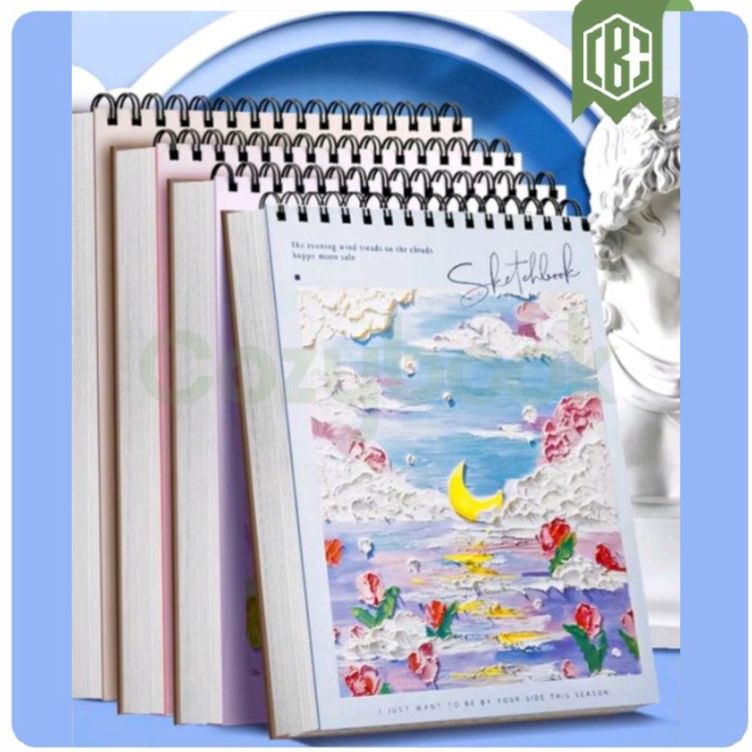 

Pasti Berkualitas PROMOSketchbook A4 Buku Gambar A4 BUKU Sketsa Vertikal Jilid Spiral 45 Lembar 9 Halaman Motif ART 3D Lukisan