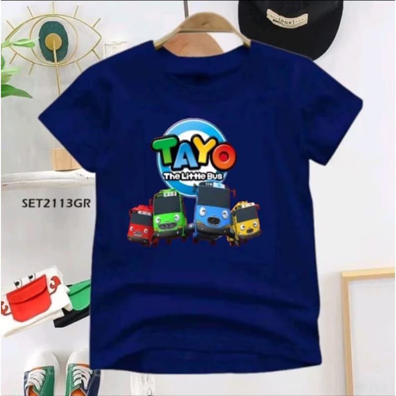 Baju kaos anak distro motif tayo the little bus (2-10 tahun) cowo cewe unisex