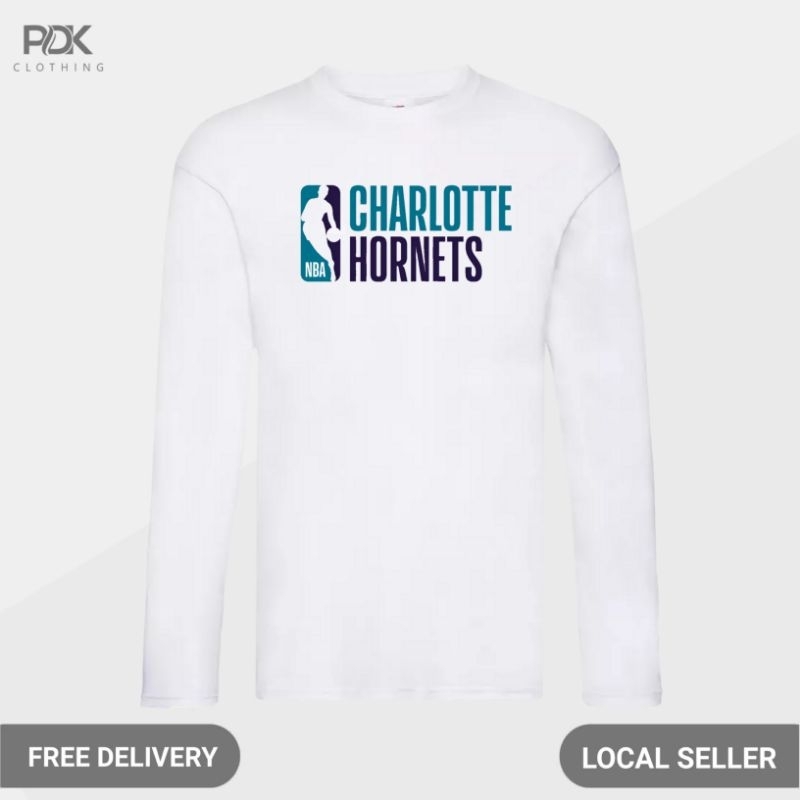 Kaos Pria Baju Lengan Panjang Basketball Nba Charlotte Hornets