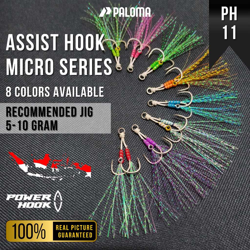 1 Pcs Assist Hook Micro No.11 Model Simpul Umpan Jig 5 Gram - 10 Gram Power Hook glow in the dark