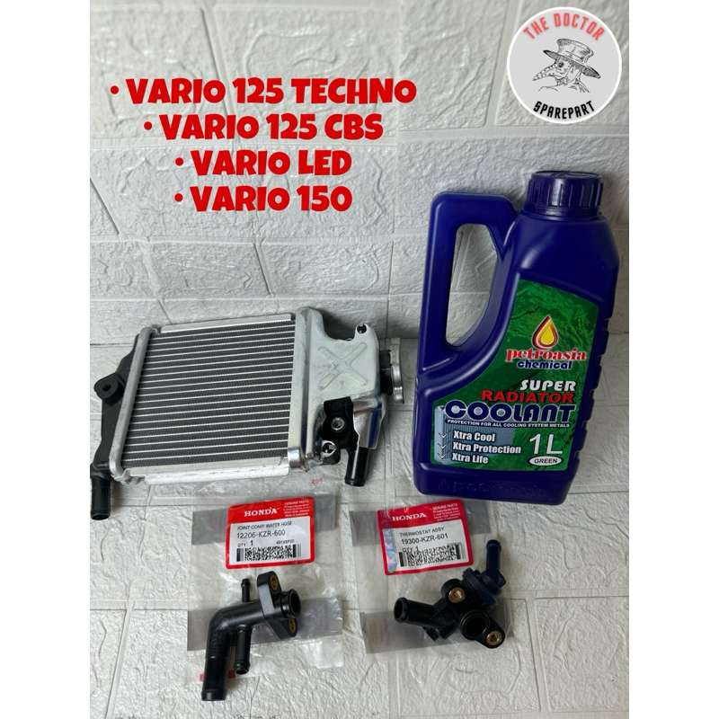 Paket Radiator (KZR)+Air Radiator+Termostat+Selang Buat Motor Vario 125 Tecno, Vario 125 Cbs, Vario 