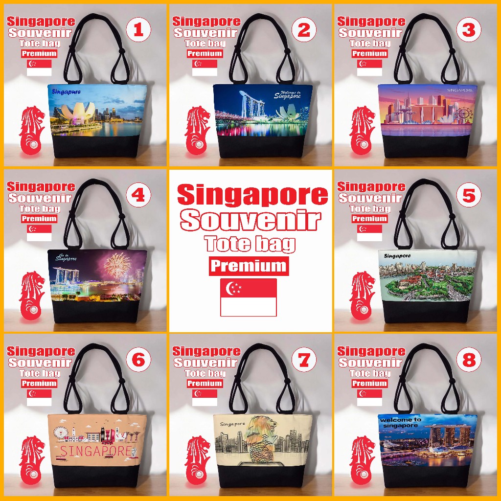 TAS SINGAPORE, TAS SOUVENIR SINGAPORE MODEL TOTE BAG TALI SUMBU SIAP KIRIM