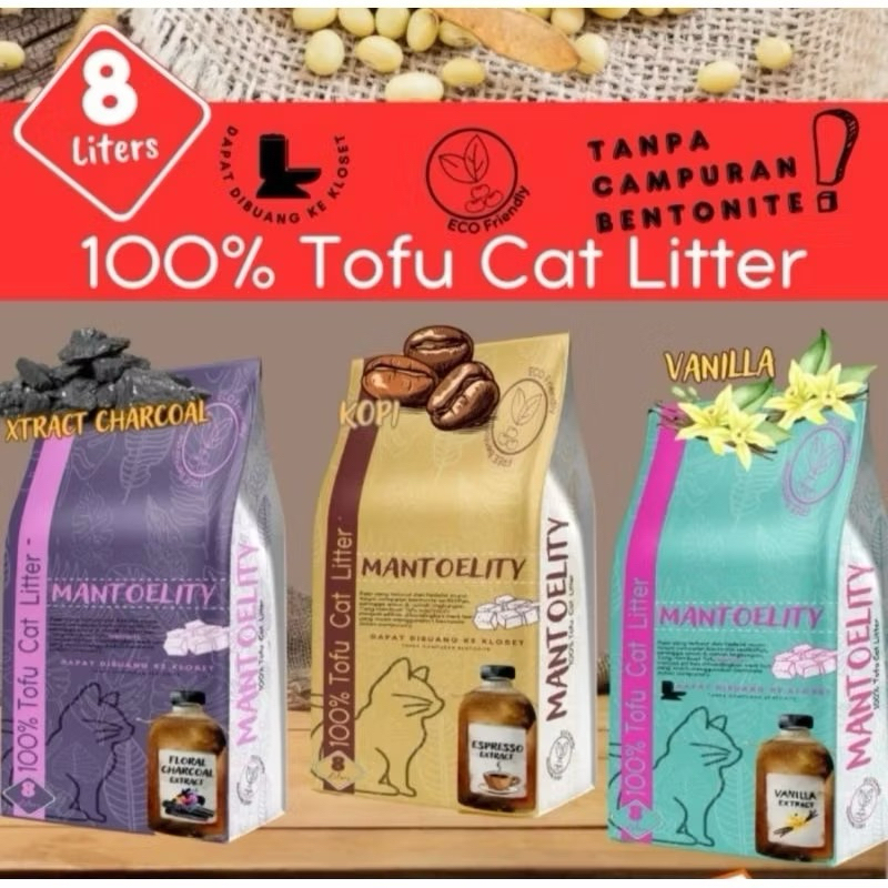 PASIR KUCING TOFU MANTOLIETY 8 Liter - PASIR TOFU SOYA KUCING