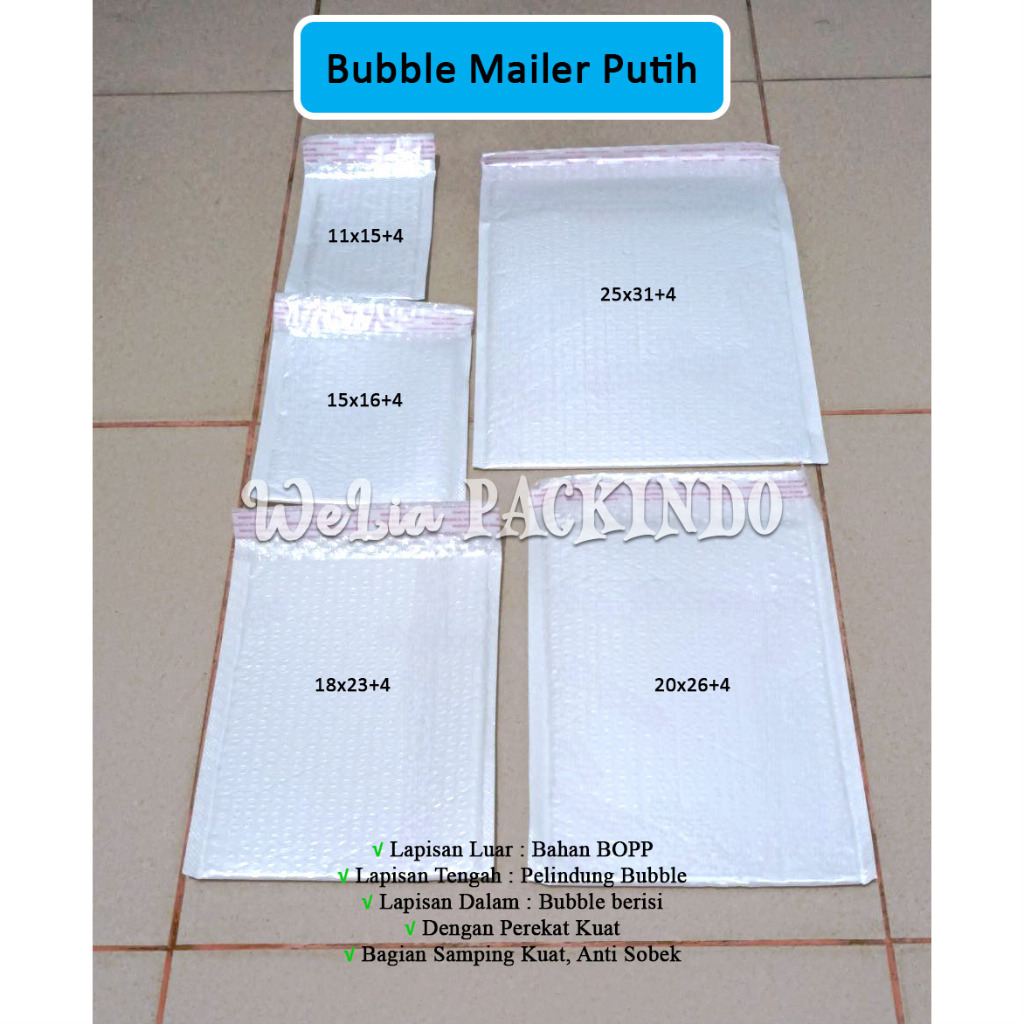 

Bubble Mailer Putih / Amplop Bubble Mail / Bubble Bag / Amplop Bubble Packing / Kantong Bubble