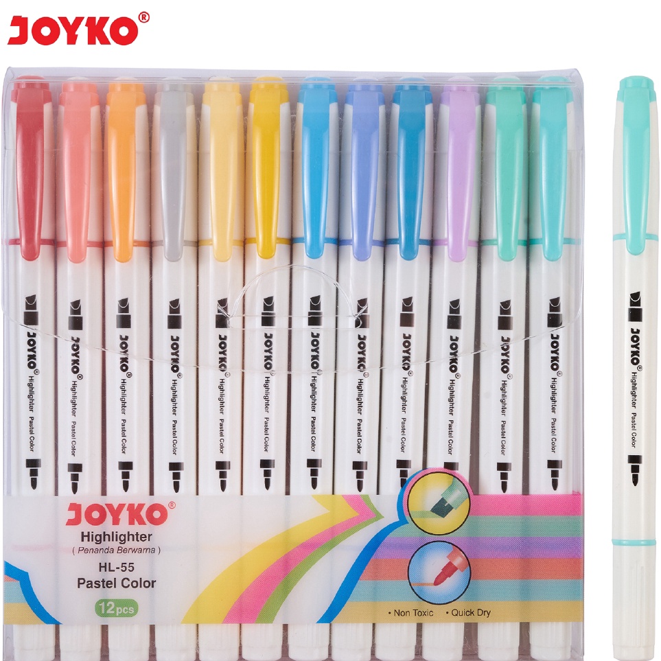 

KODE W5I9 Highlighter Penanda Joyko HL55 1 Set 12 Pcs 12 Warna