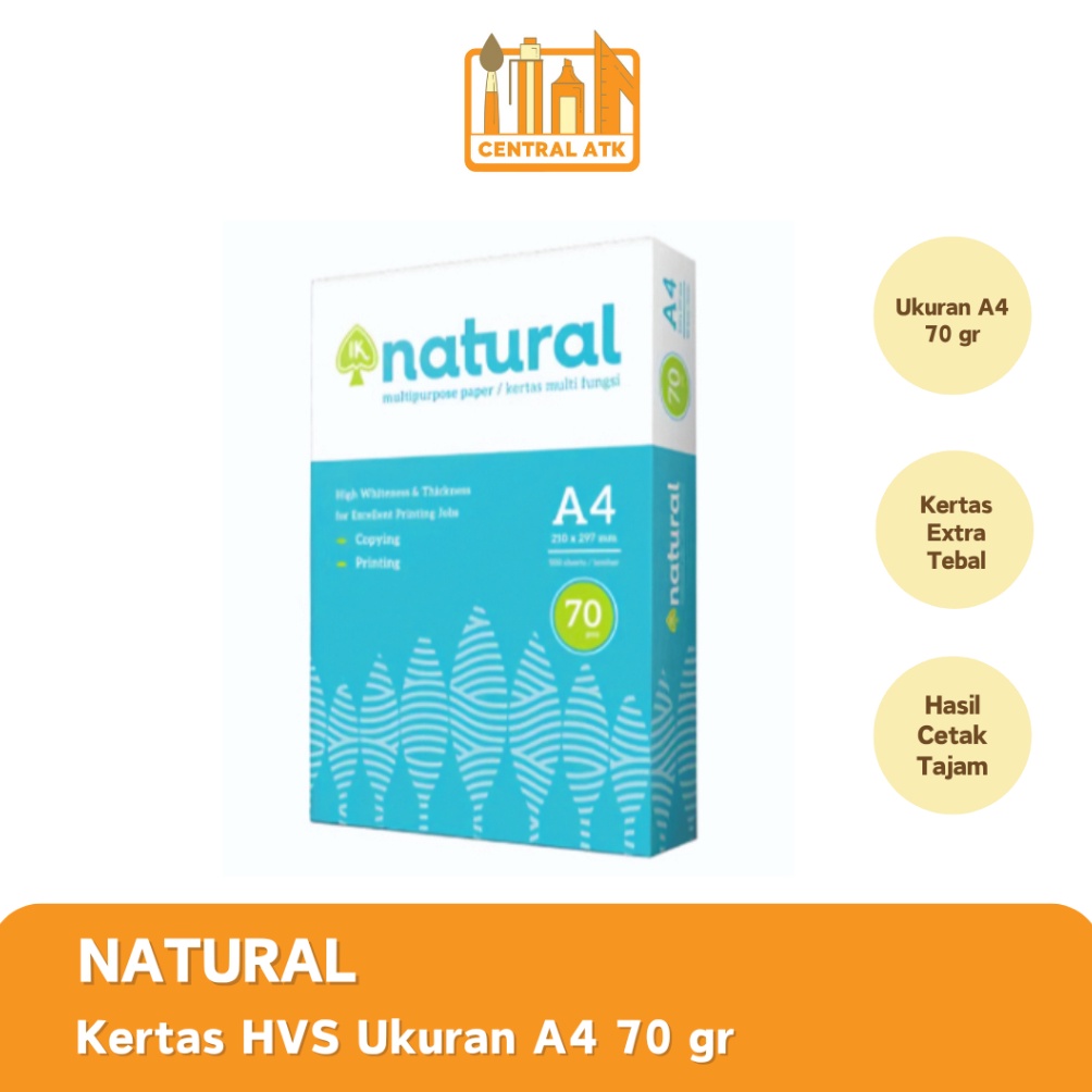 

KODE J3J2 KERTAS HVS PRINT FOTOCOPY NATURAL A4 7 GRAM 1 RIM