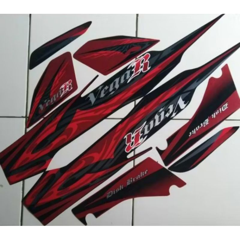 striping yamaha vega r new hitam merah