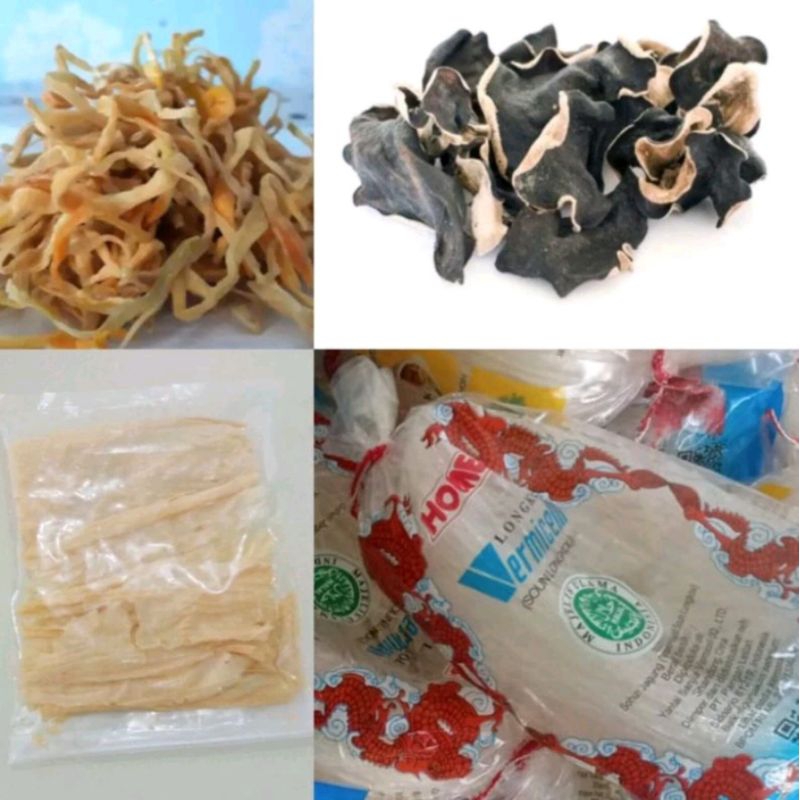 

Paket 4 bahan dasar sop kimlo | Soun, jamur kuping, kembang tahu dan sedap malam