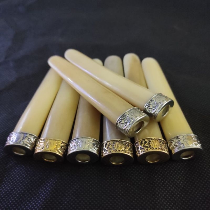 once pipo pipa tulang sapi import variasi ring alpaka oval 10 cm kuning gading original