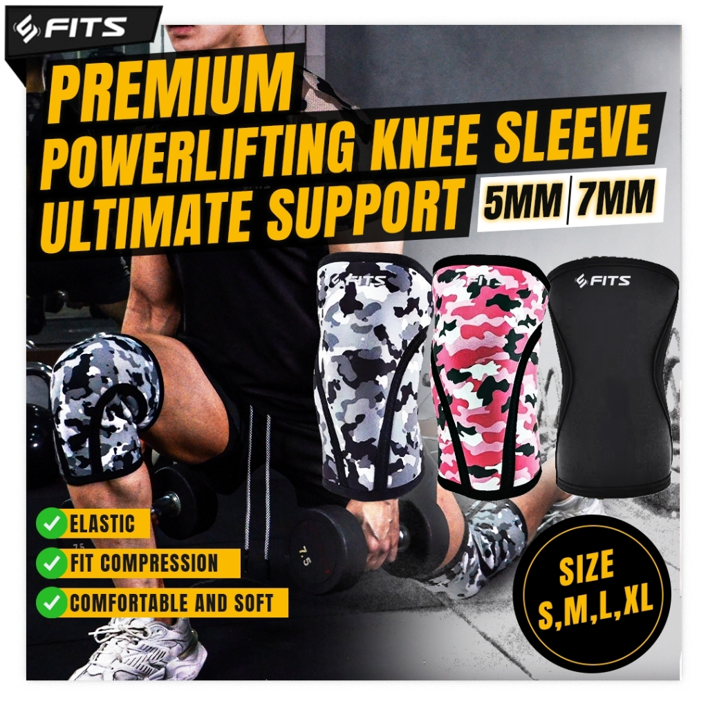 FITS Premium Powerlifting Knee Sleeve Ultimate Support 7mm | Deker Pelindung Lutut Compression Pad B