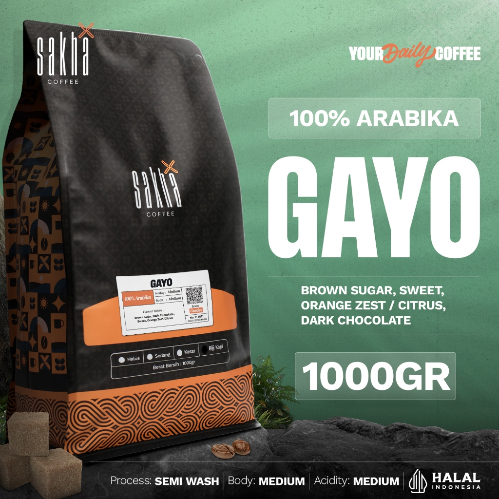 Biji Kopi Bubuk Arabika Gayo Aceh Arabica Coffee Beans Single Origin Grade1 Espresso Manual Brew 1Kg