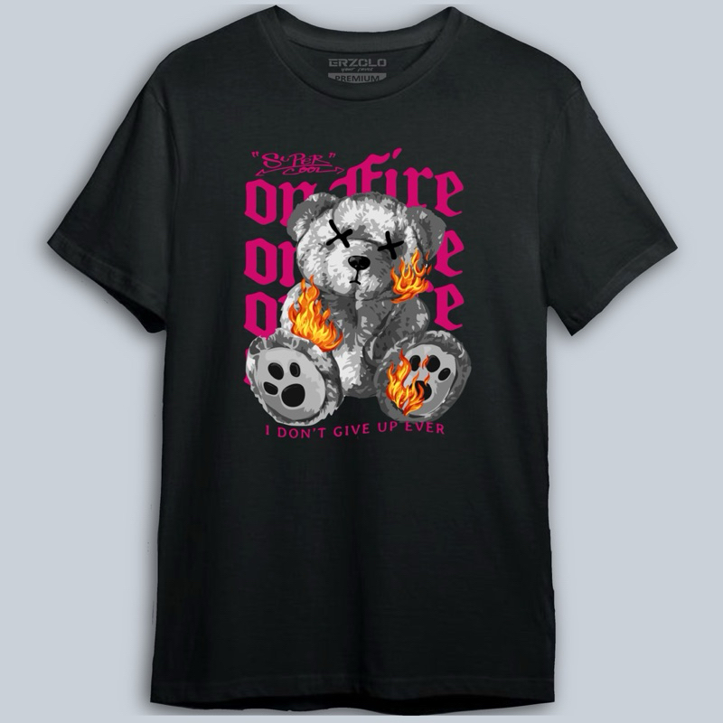 Kaos Tshirt Distro Premium Bear Series / On Fire