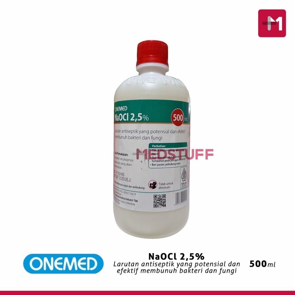 NaOCL 2,5% 500ml Onemed Dental Cairan Dental NaOCL 2.5% Onemed NaOCL Onemed
