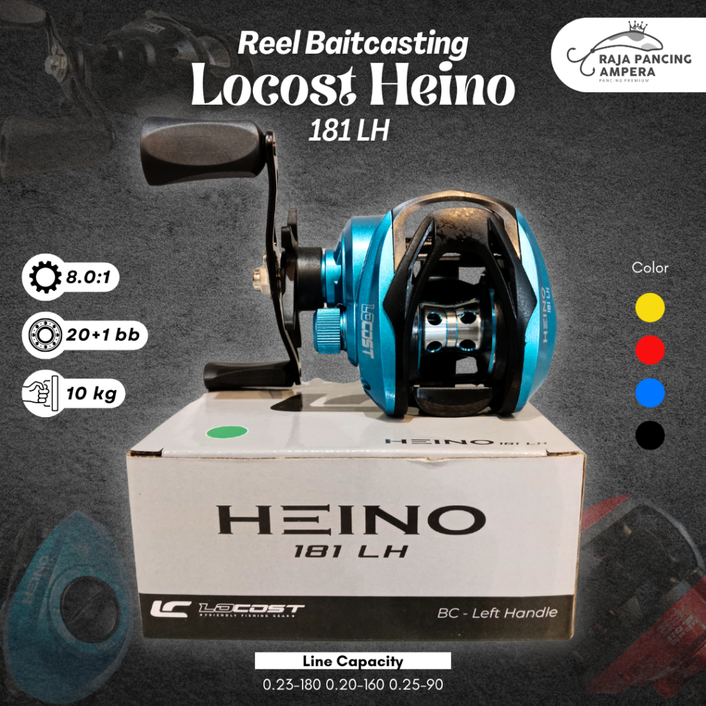 Reel Baitcasting Locost Heino 181 Left Handle | Kerekan Pancing BC Murah Rasio Tinggi