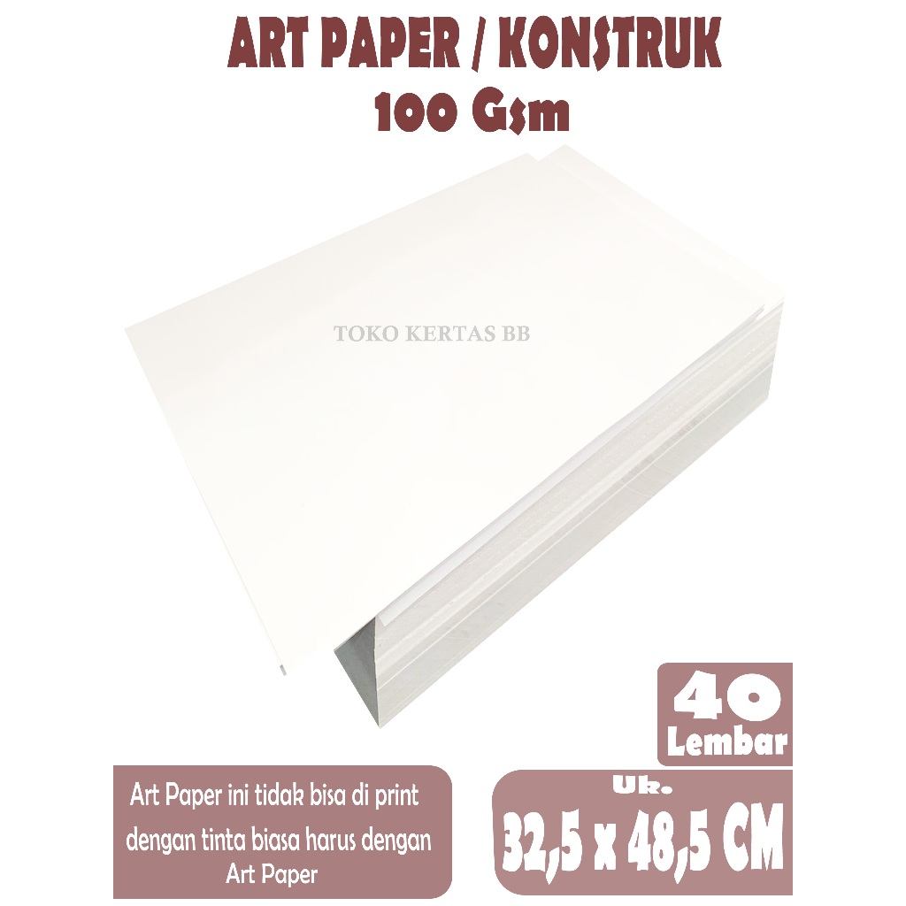 

ART PAPER / KONSTRUK 100 GSM UKURAN 32,5 X 48,5 CM , ISI 40 LEMBAR