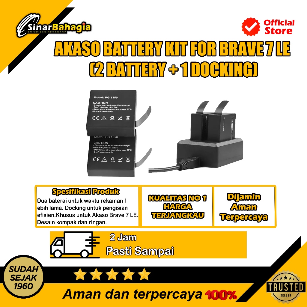 Akaso Battery Kit For Brave 7 LE (2 Battery + 1 Docking)