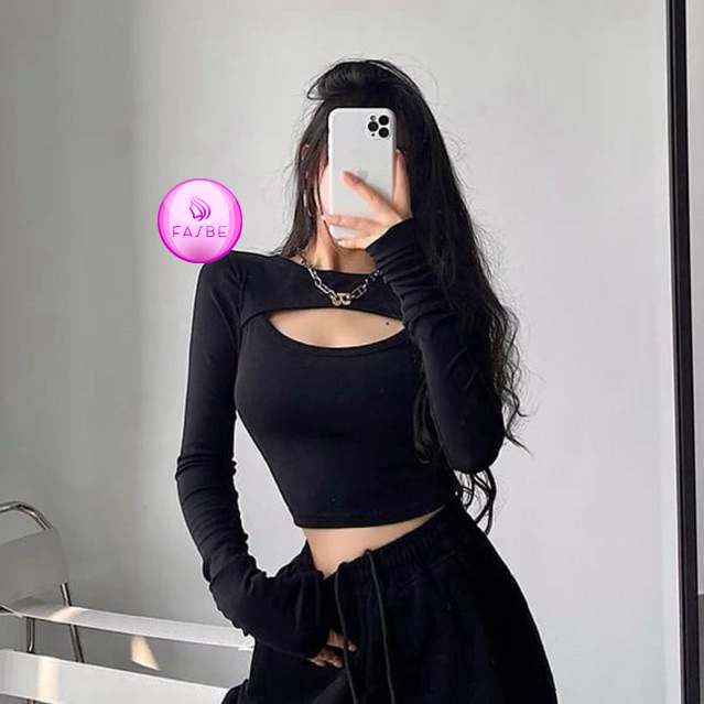 Hot Deals Promo 6.6 Crop Top Wanita Lengan Panjang Atasan Baju Wanita Crop Korea 6016